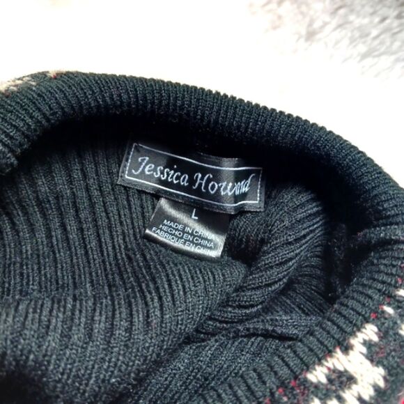 Jessica Howard Fit&Flare Knit Sweater Midi Dress Contrast Trim Black Women's L.. - Picture 4 of 15